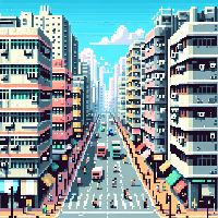a day scene of Hong Kong in pixel